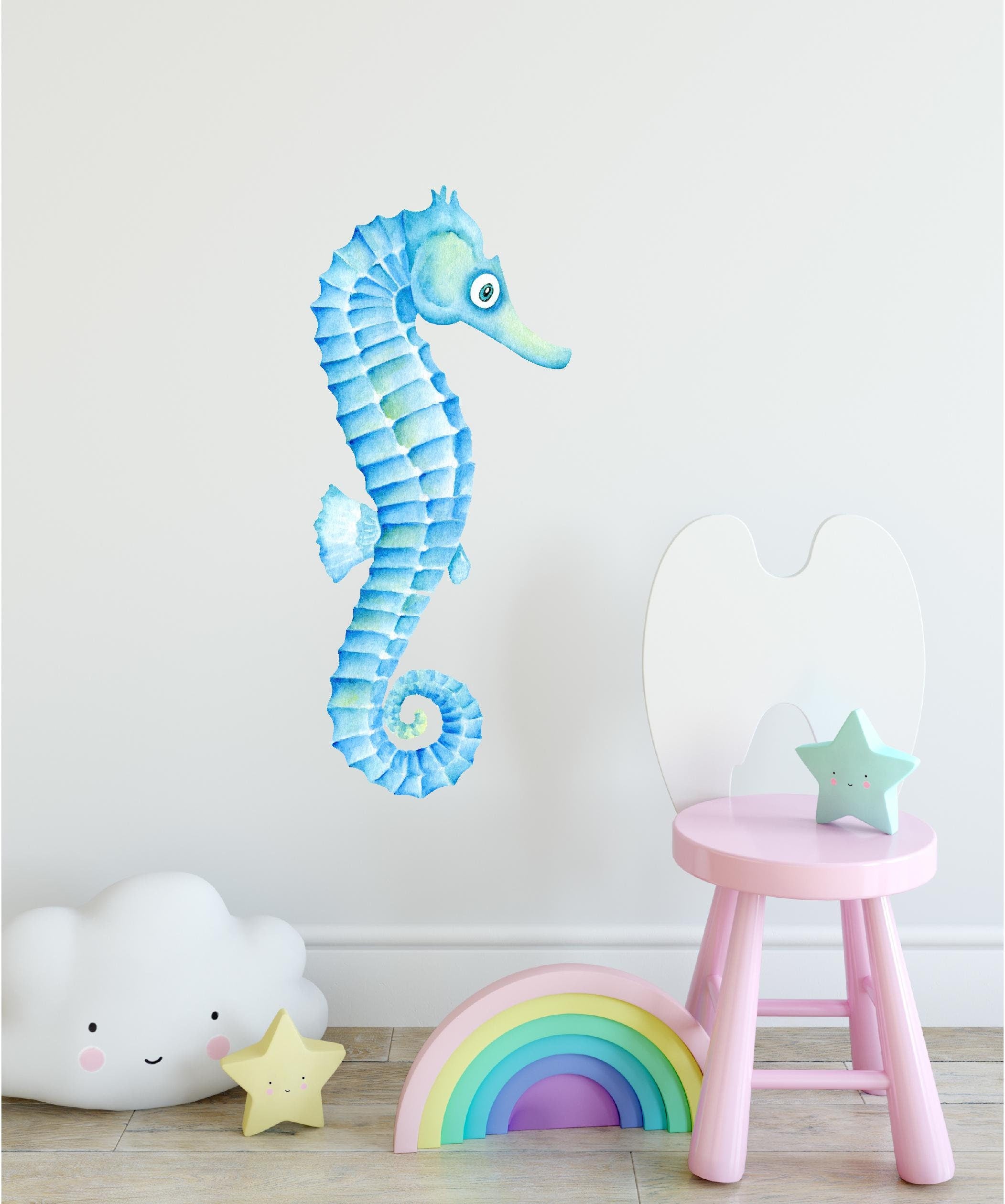 Baby Seahorse Wall Decal Fish Ocean Sea Life Removable Fabric Wall Sticker