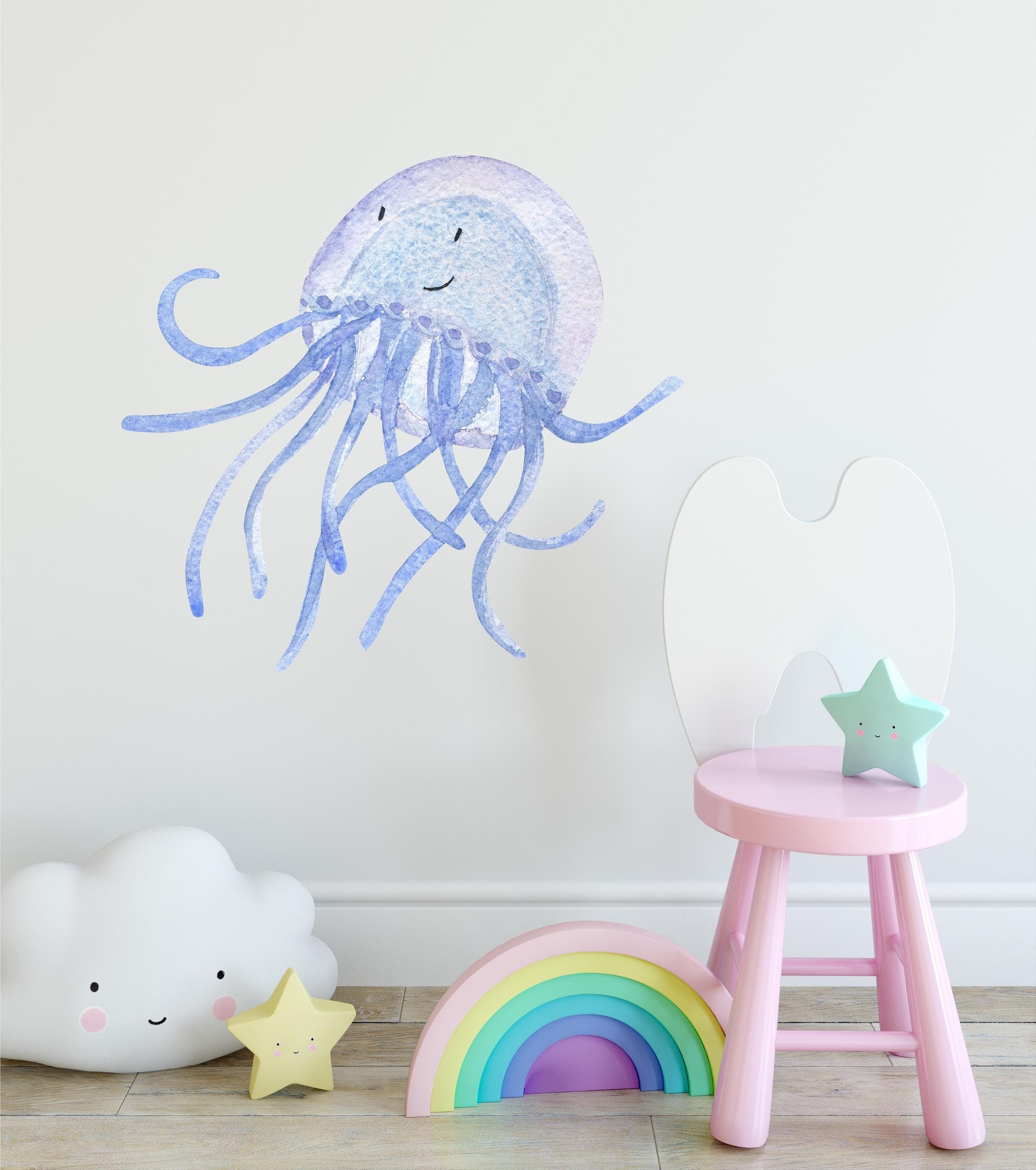 Baby Jellyfish Wall Decal Ocean Sea Life Removable Fabric Wall Sticker