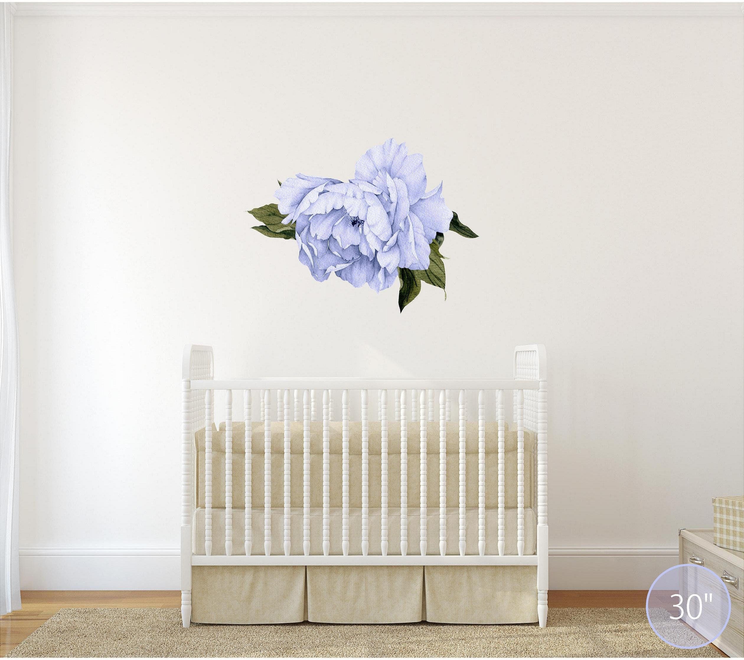 Blue Peony #14 Leaves Removable Wall Decal Individual Blooming Peonies Baby Girl Room Nursery Decor - Customize your own Wall Sticker Set