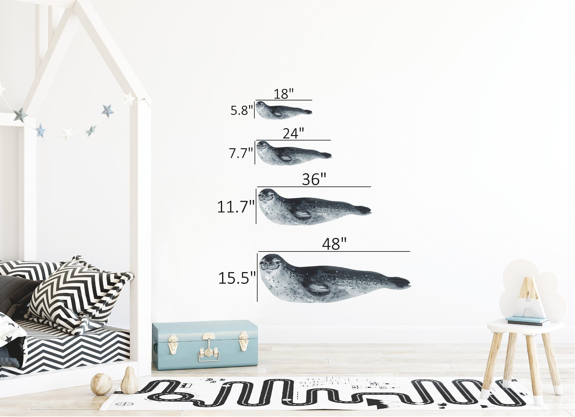 Watercolor Sea Leopard Seal Wall Decal Ocean Sea Life Removable Fabric Wall Sticker