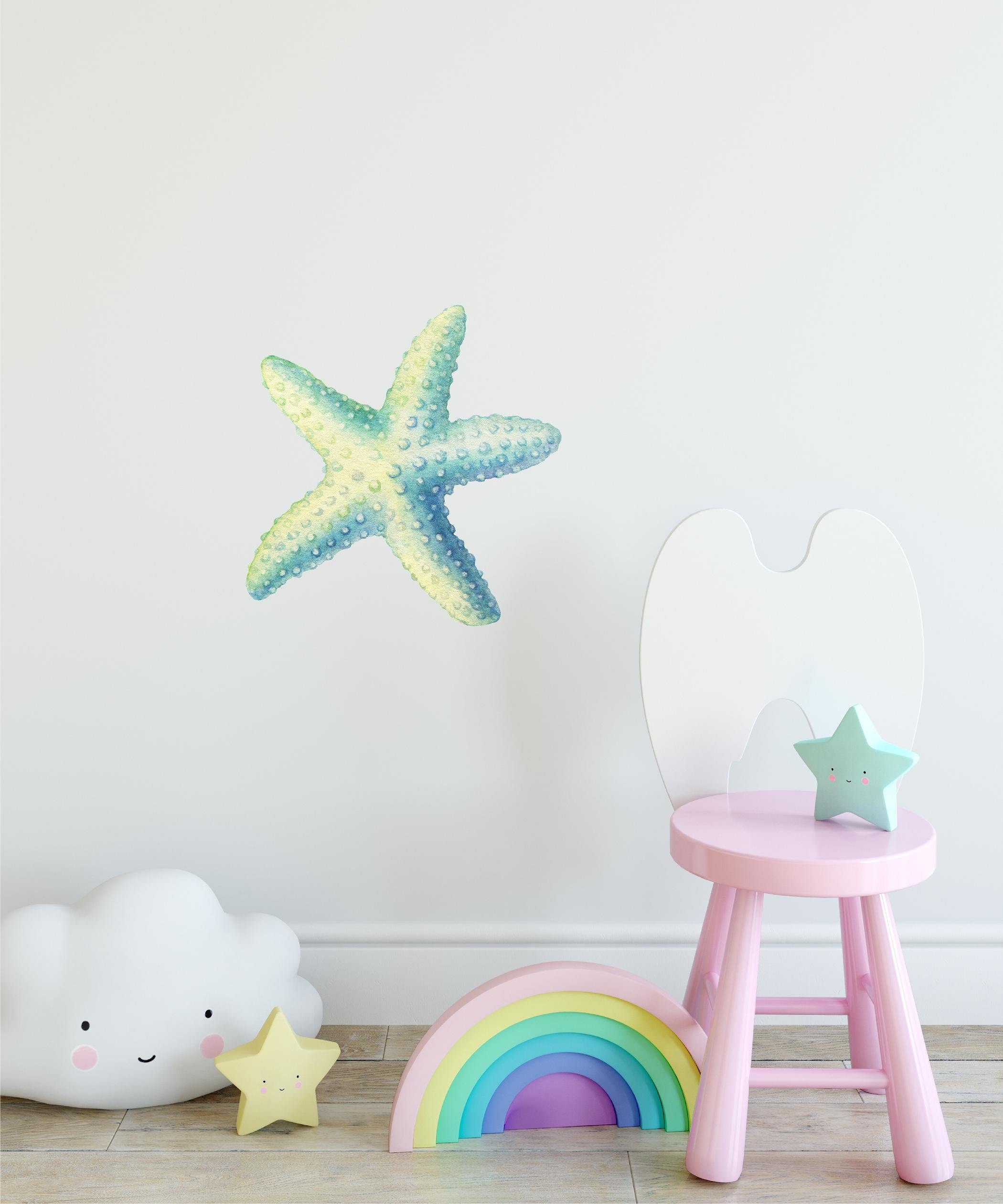 Watercolor Starfish #2 Wall Decal Ocean Sea Life Removable Fabric Wall Sticker