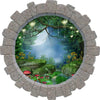 3D Stone Hole Wall Decal Enchanted Lantern Forest Wonderland Fantasy Brick Window Removable Fabric  Wall Sticker