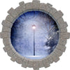 3D Stone Hole Wall Decal Enchanted Lamp Post Fantasy Brick 3d Window Removable Fabric  Wall Sticker