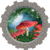3D Stone Hole Wall Decal Enchanted Lantern Forest #2 Mushroom Patch Wonderland Fantasy Brick Window Removable Fabric  Wall Sticker