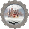 3D Stone Hole Wall Decal Hearts Castle Wonderland Fantasy Brick Window Removable Fabric  Wall Sticker