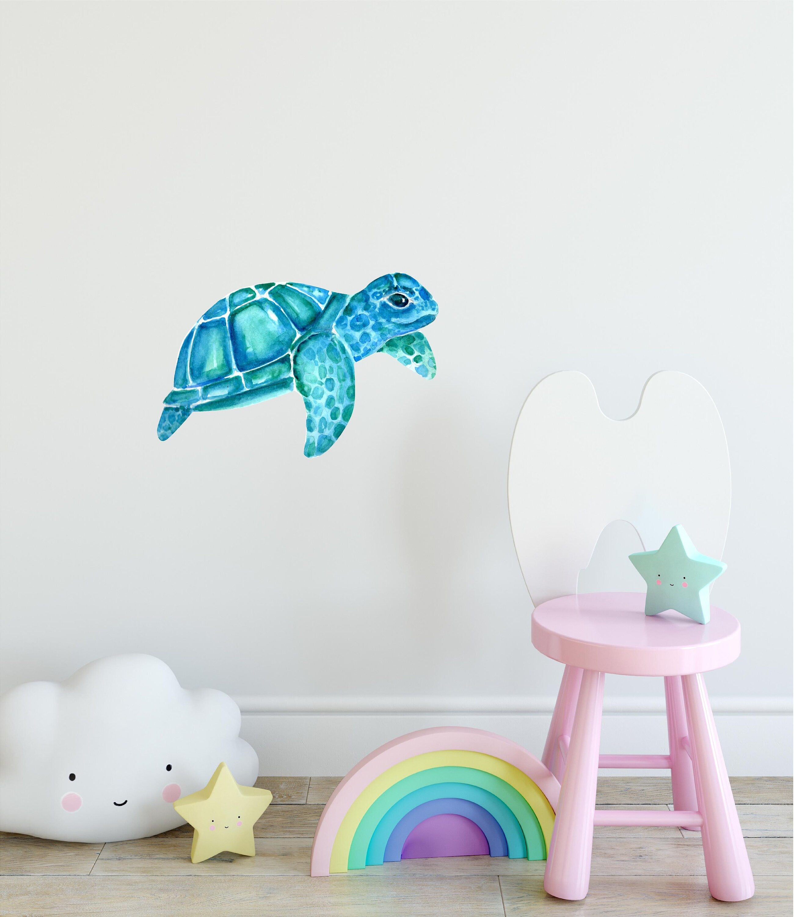 Baby Sea Turtle Wall Decal Ocean Sea Life Removable Fabric Wall Sticker