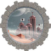 3D Stone Hole Wall Decal Hearts Palace Wonderland Fantasy Brick Window Removable Fabric  Wall Sticker