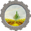 3D Stone Hole Wall Decal Emerald City Castle Yellow Brick Road Oz Fantasy Brick 3d Window Removable Fabric  Wall Sticker