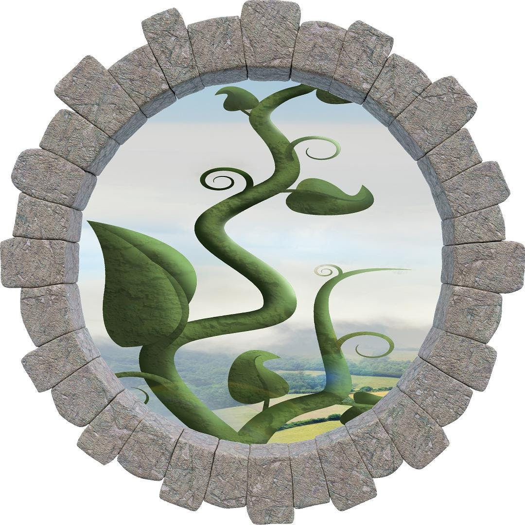 3D Stone Hole Wall Decal Jack & The Beanstalk Folklore Fantasy Fairy Tale Brick 3d Window Removable Fabric  Wall Sticker