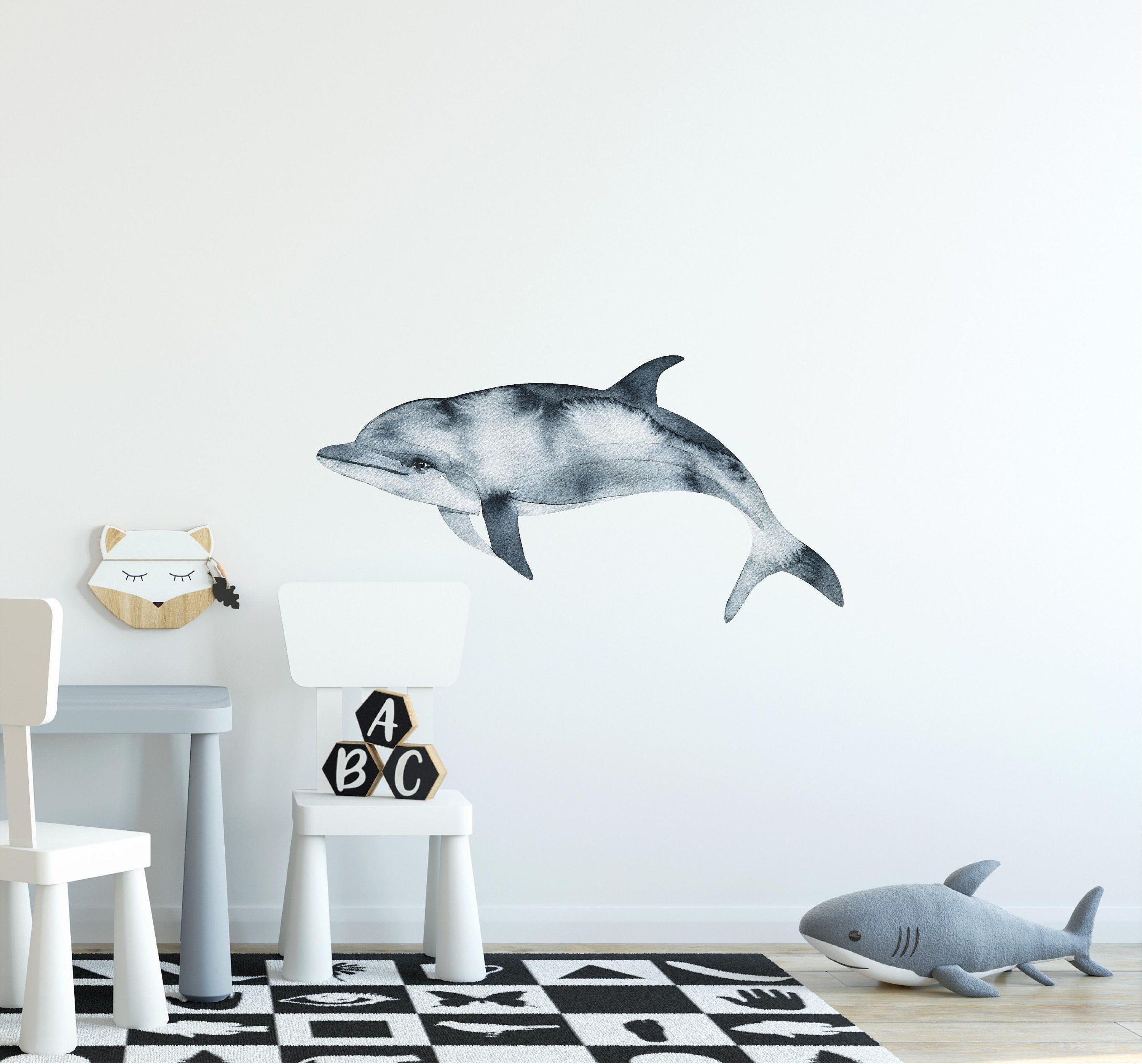 Oceanic Dolphin Wall Decal Ocean Sea Life Removable Fabric Wall Sticker