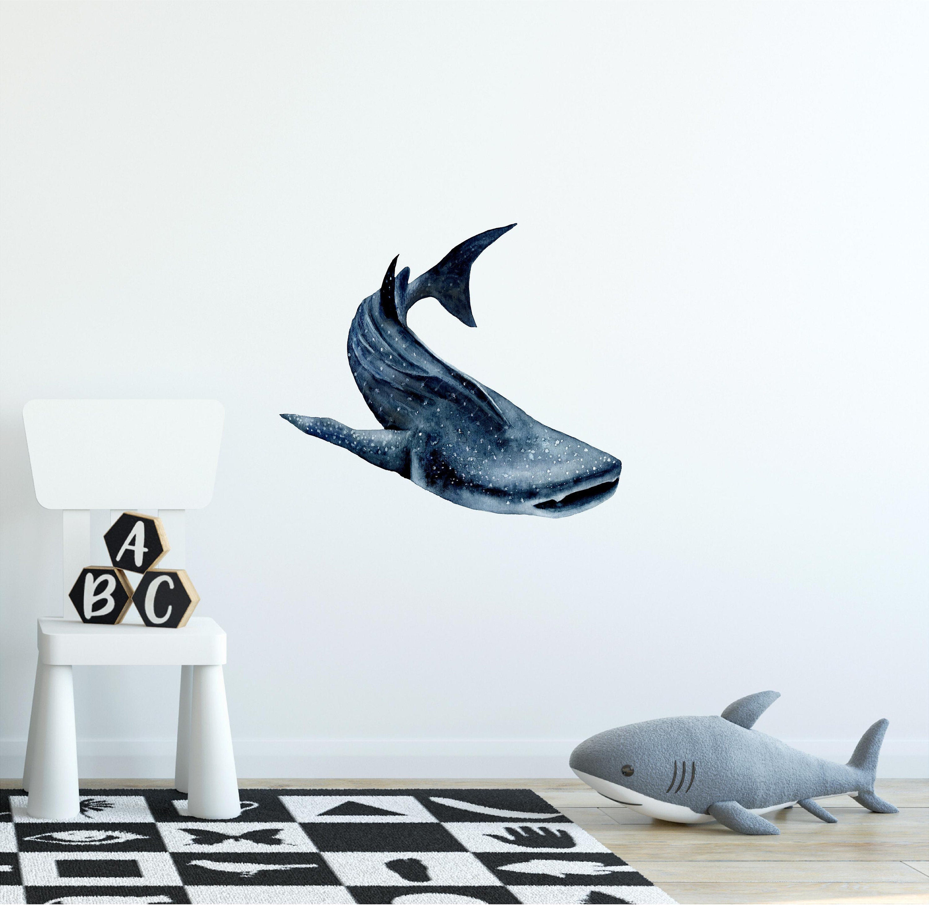 Watercolor Whale Shark #3 Wall Decal Ocean Sea Life Removable Fabric Wall Sticker