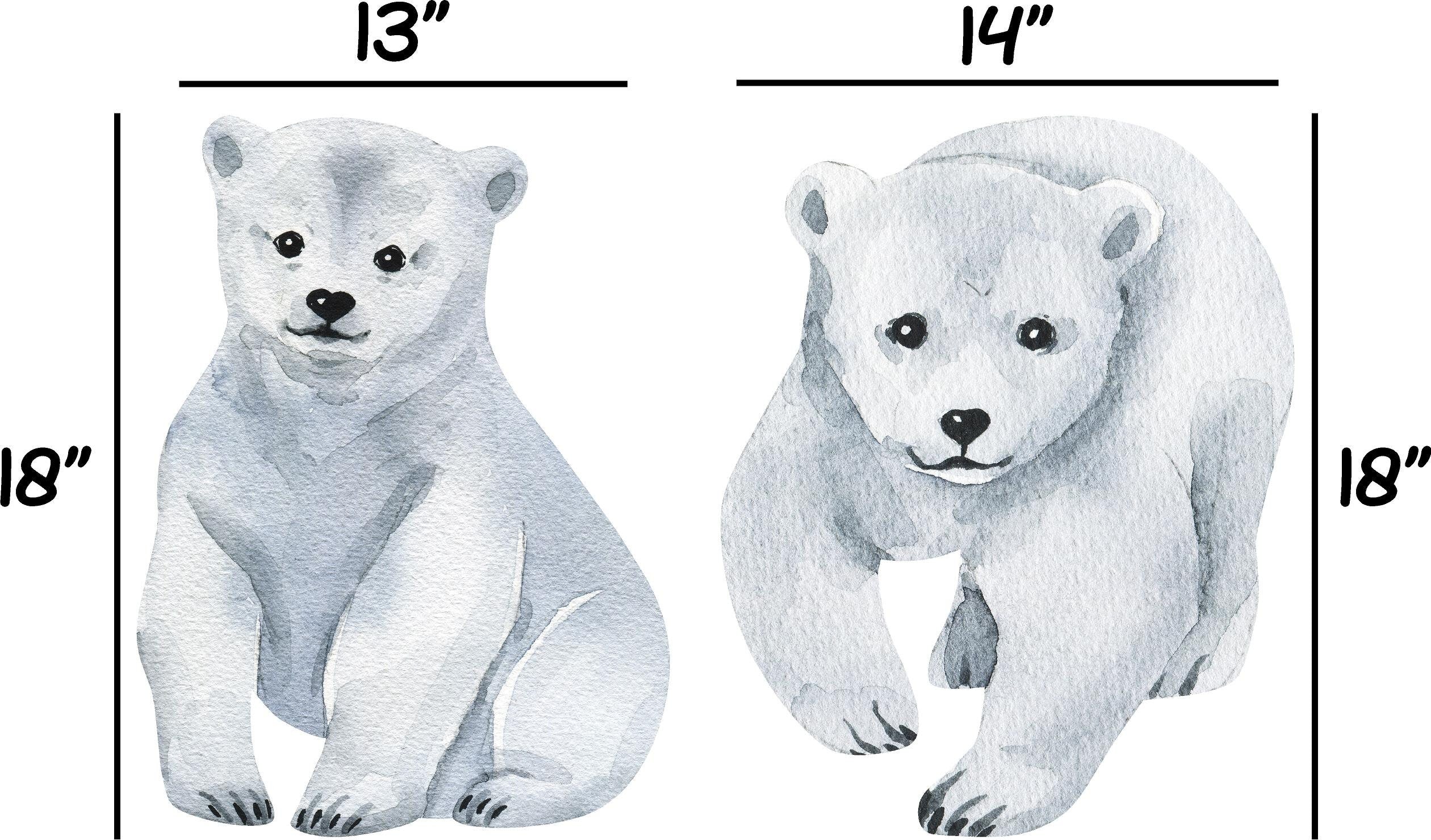 Baby Polar Bear Wall Decal Set of 2 Arctic Animals Ocean Sea Life Removable Fabric Wall Sticker