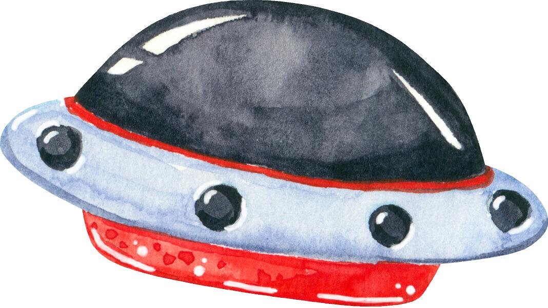 Watercolor UFO Alien Spaceship Wall Decal Spacecraft Wall Sticker Outer Space Wall Art Removable Fabric  DecalBaby