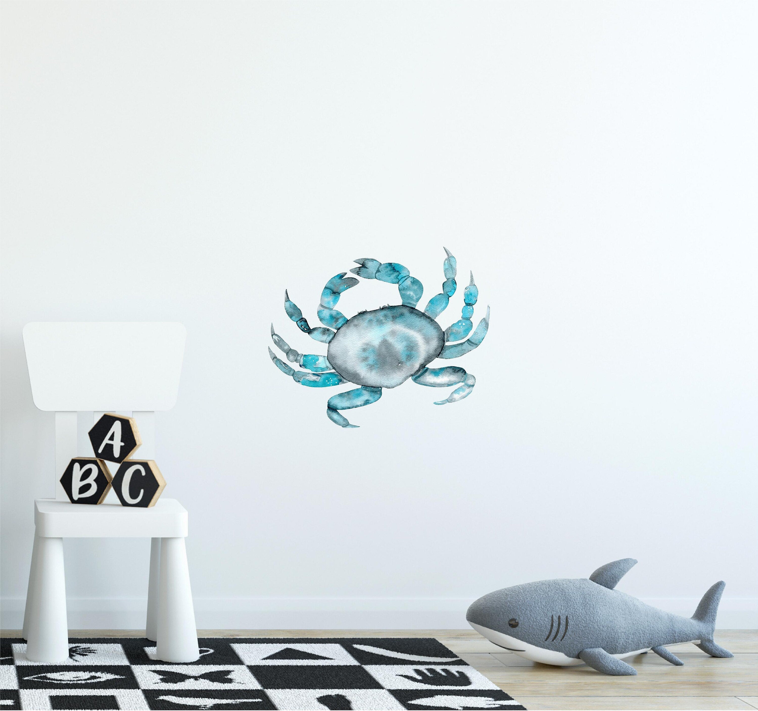 Blue Crab Wall Decal Ocean Sea Life Removable Fabric Wall Sticker