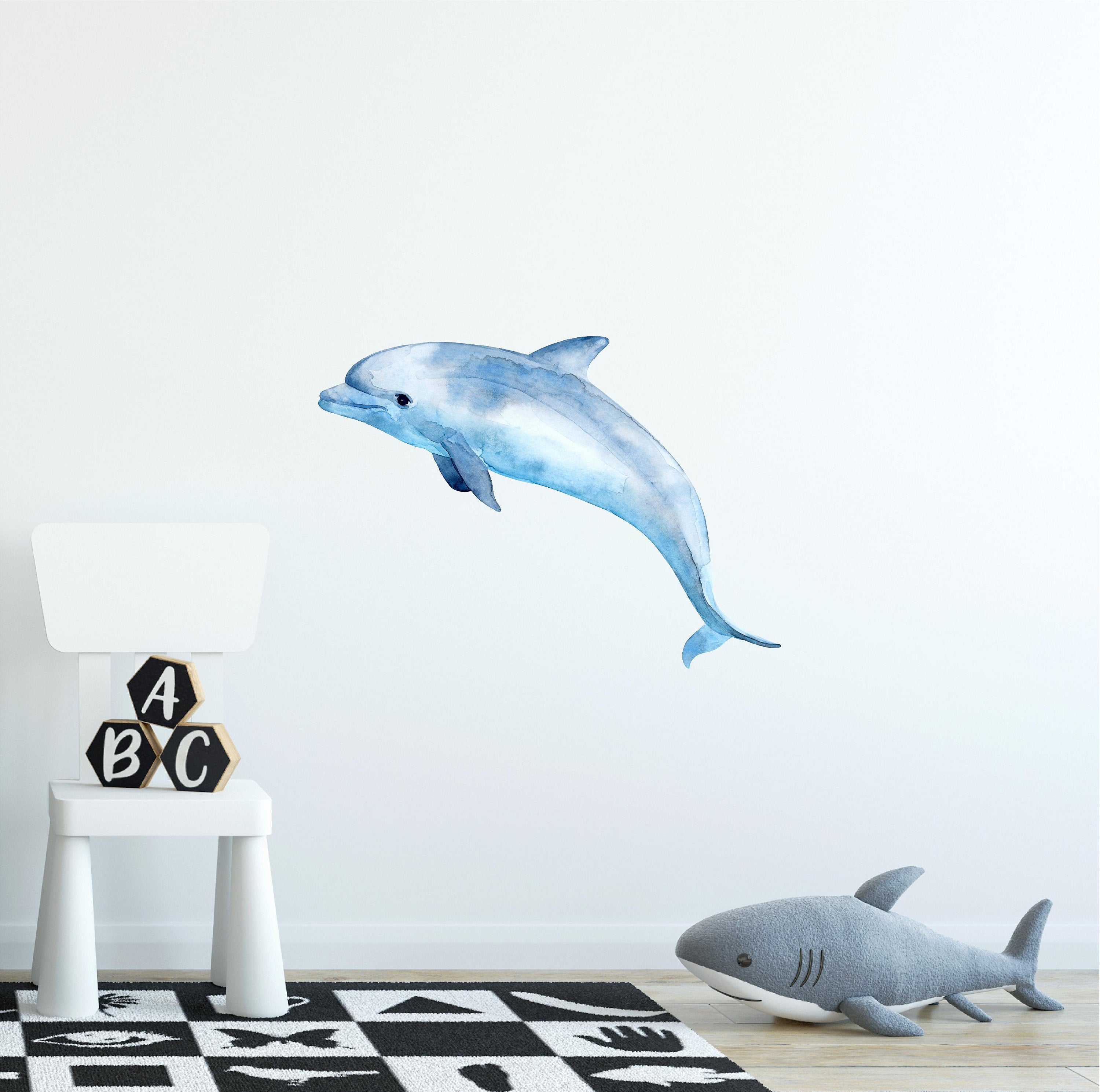 Blue Dolphin Wall Decal Ocean Sea Life Removable Fabric Wall Sticker