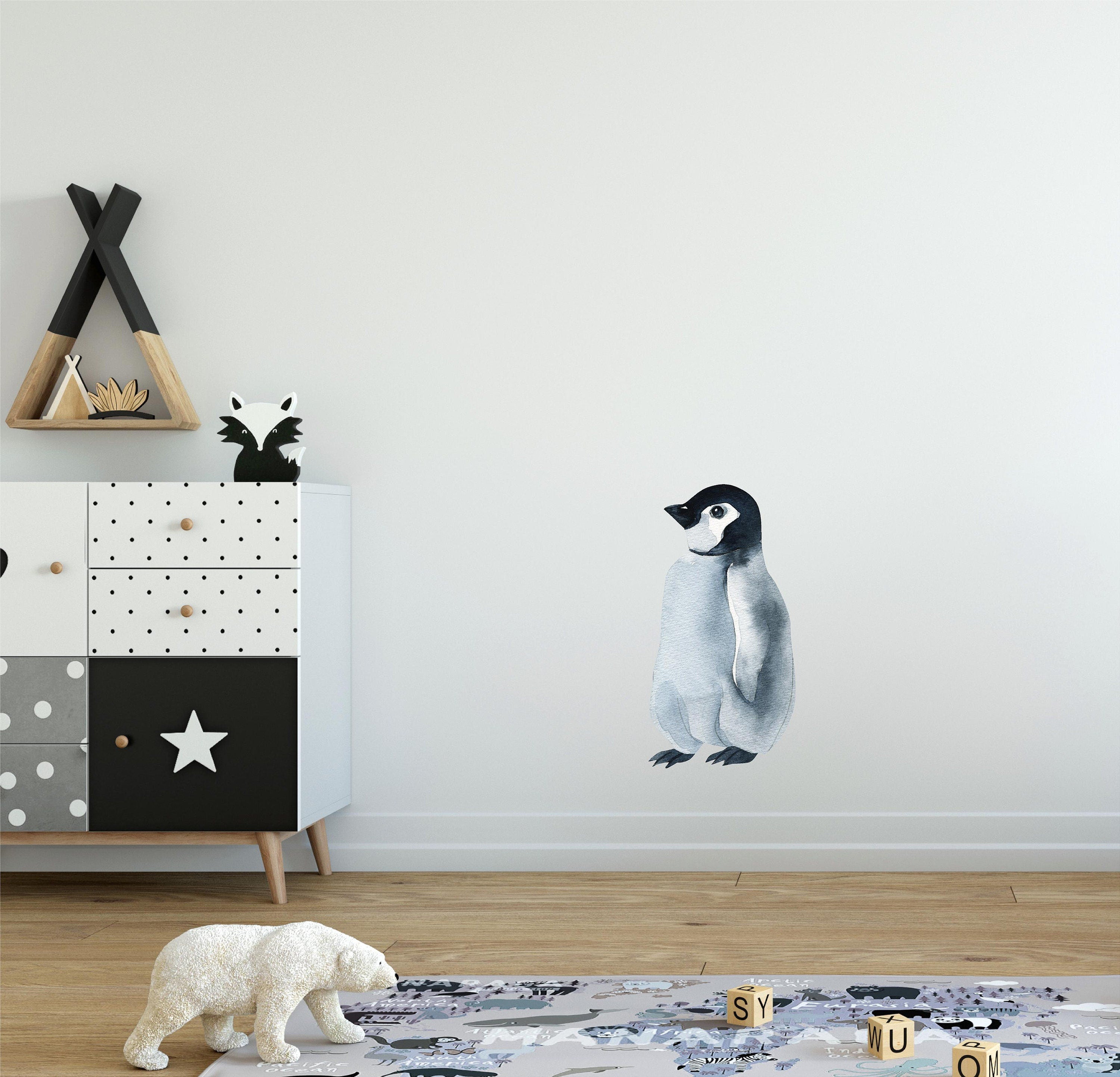 Baby King Penguin Wall Decal Arctic Bird Ocean Sea Life Removable Fabric Wall Sticker