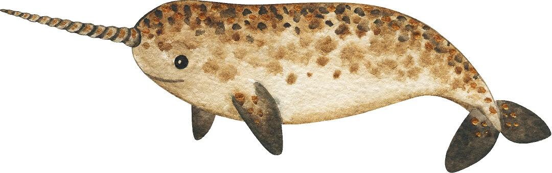 Baby Brown Narwhal Wall Decal Ocean Sea Life Removable Fabric Wall Sticker