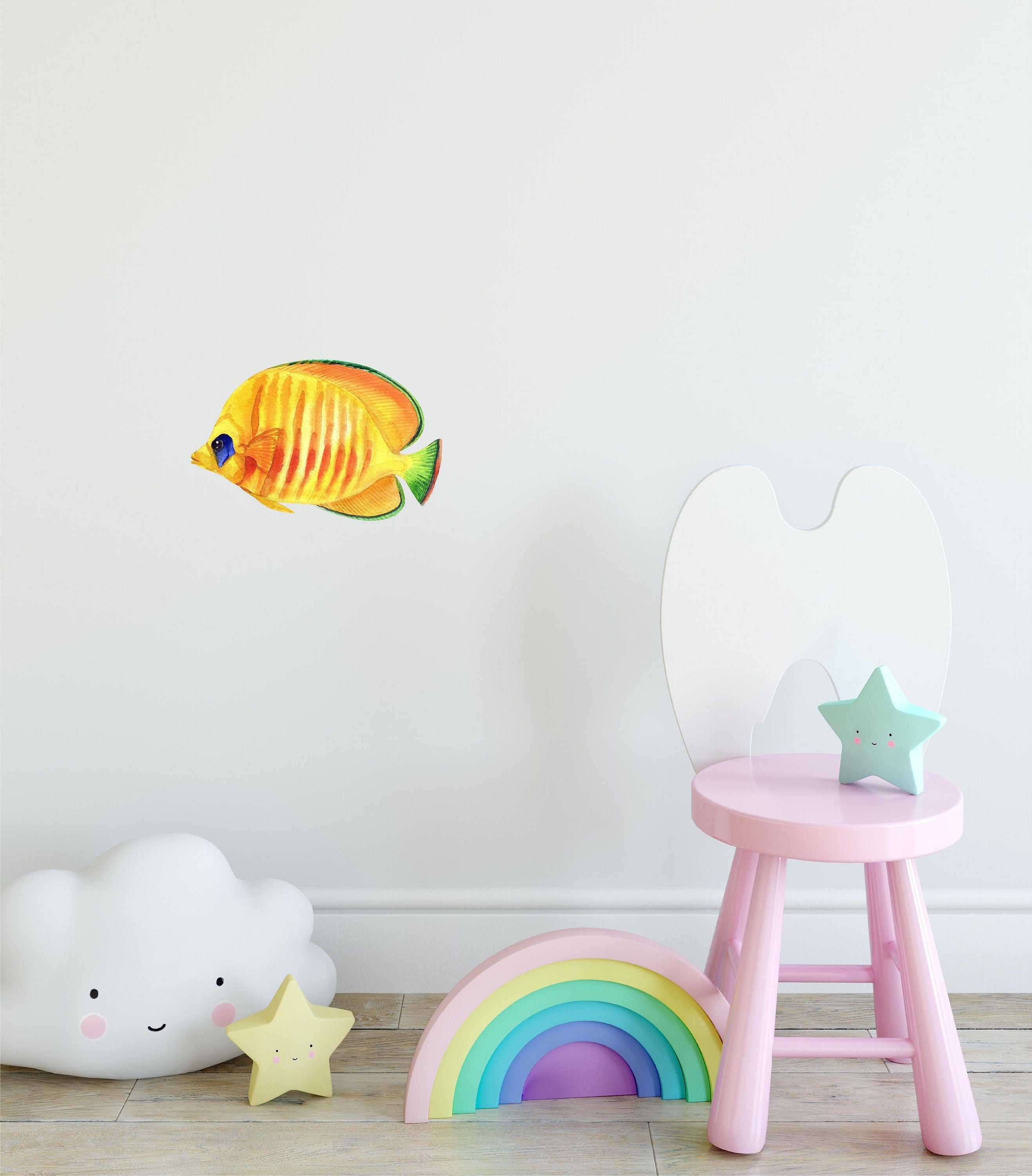 Bluecheek Butterflyfish Wall Decal Tropical Fish Ocean Sea Life Removable Fabric Wall Sticker