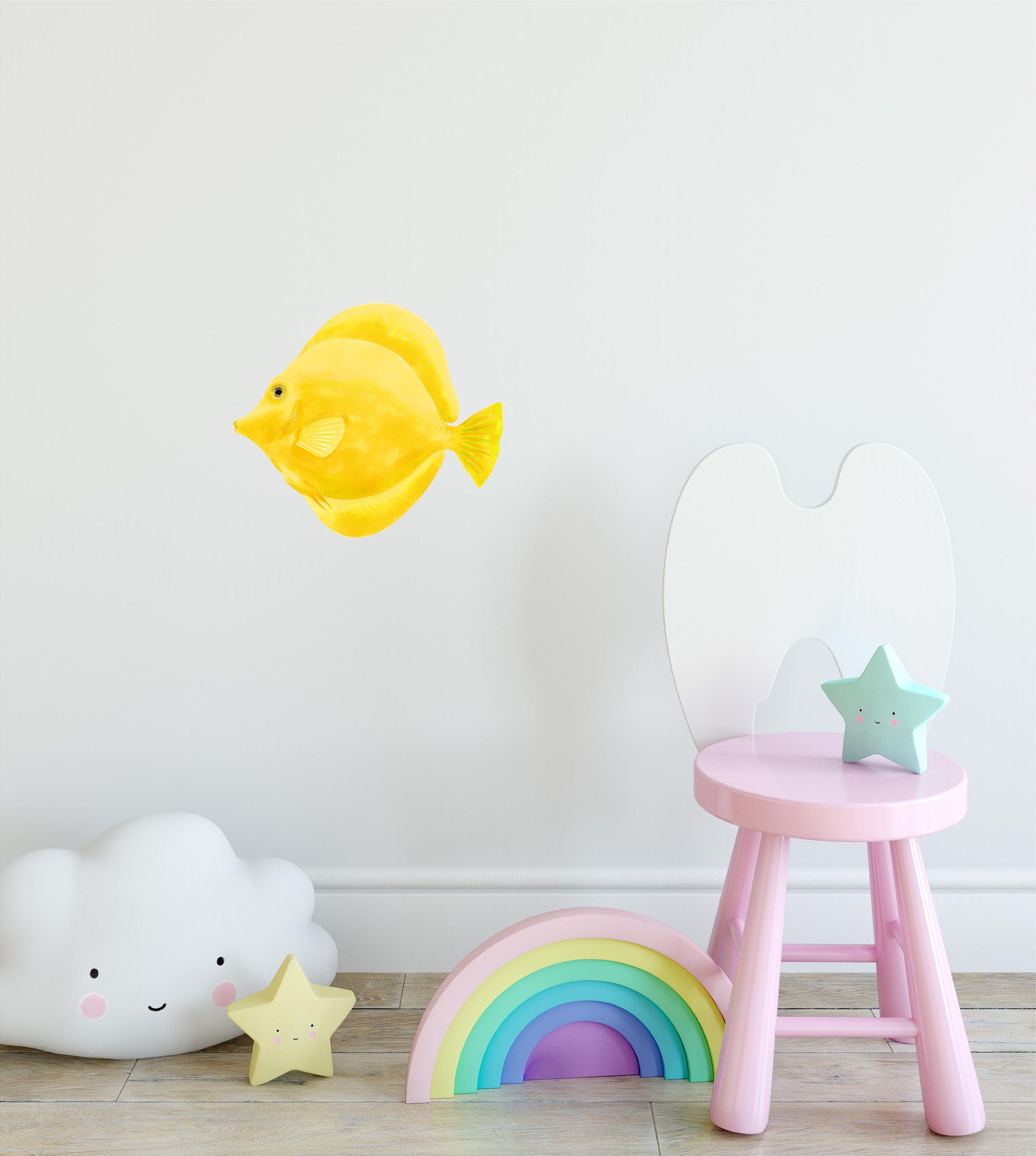 Yellow Tang Fish Wall Decal Tropical Fish Ocean Sea Life Removable Fabric Wall Sticker