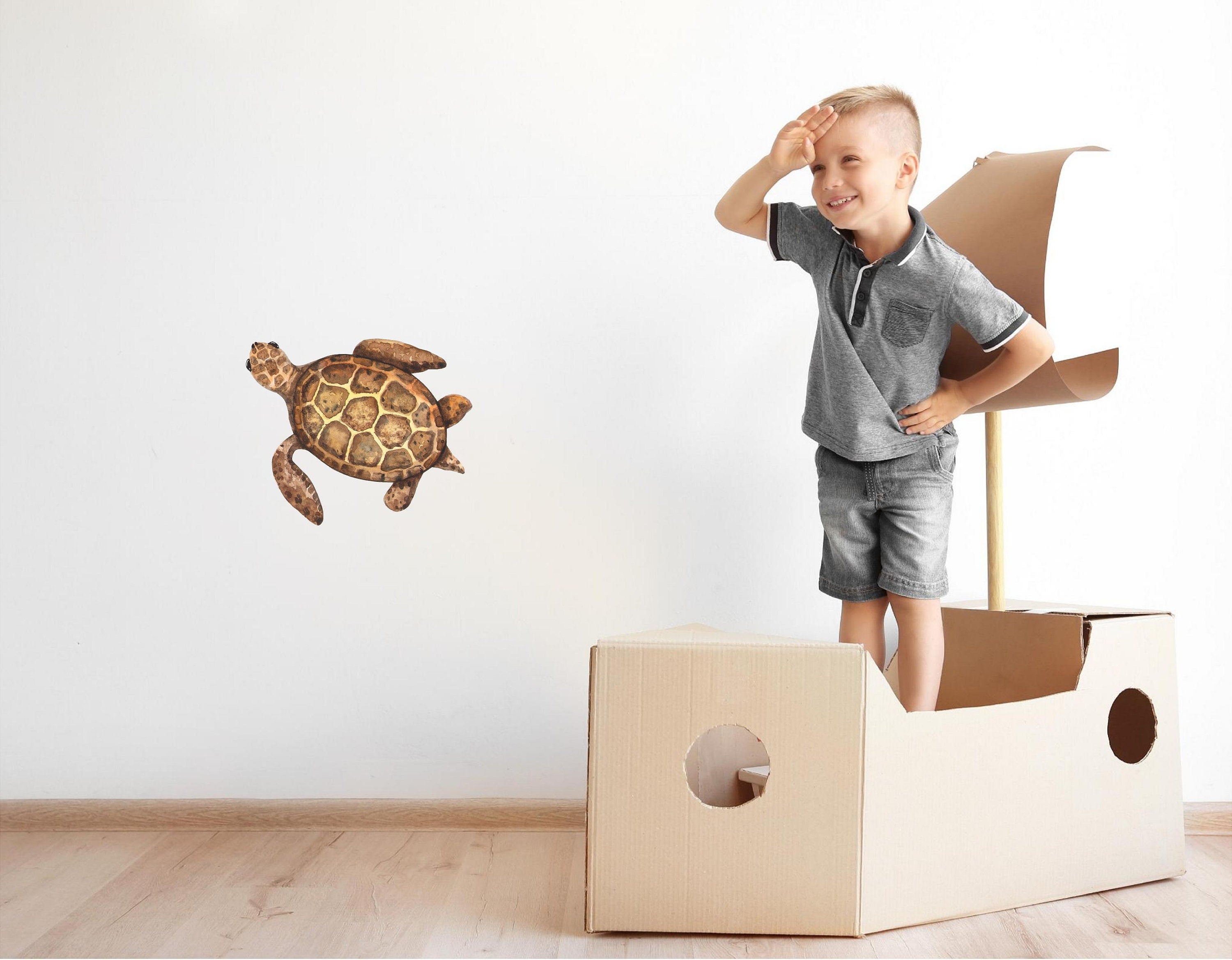 Baby Brown Sea Turtle Wall Decal Ocean Sea Life Removable Fabric Wall Sticker