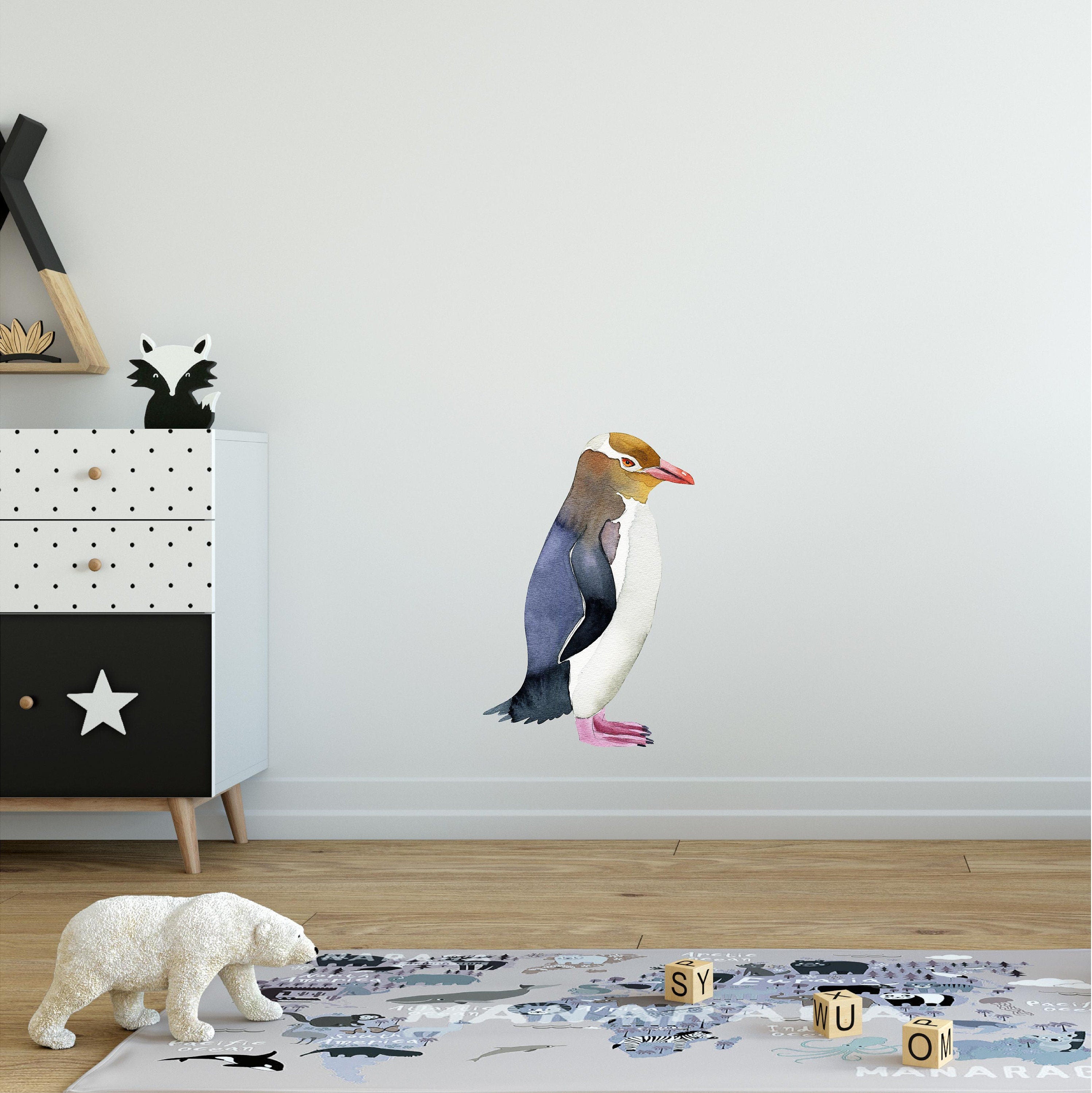 Yellow Eyed Penguin Wall Decal Arctic Bird Ocean Sea Life Removable Fabric Wall Sticker