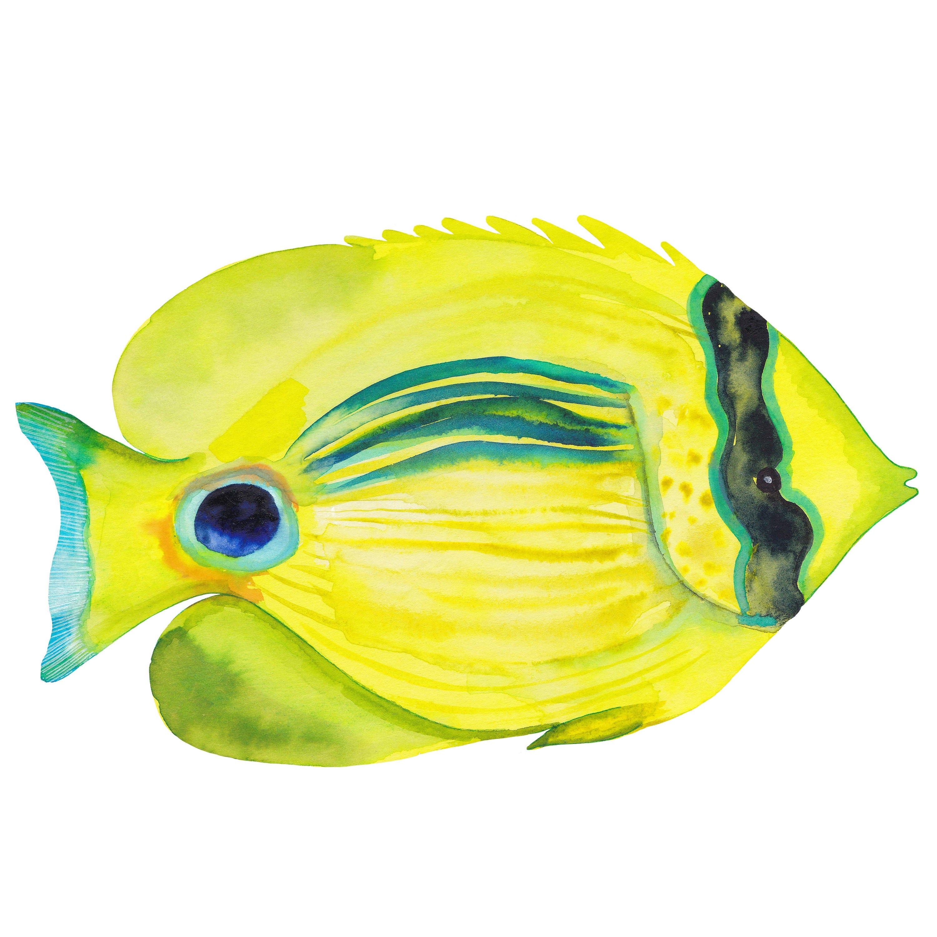 Yellow Butterflyfish Wall Decal Tropical Fish Ocean Sea Life Removable Fabric Wall Sticker