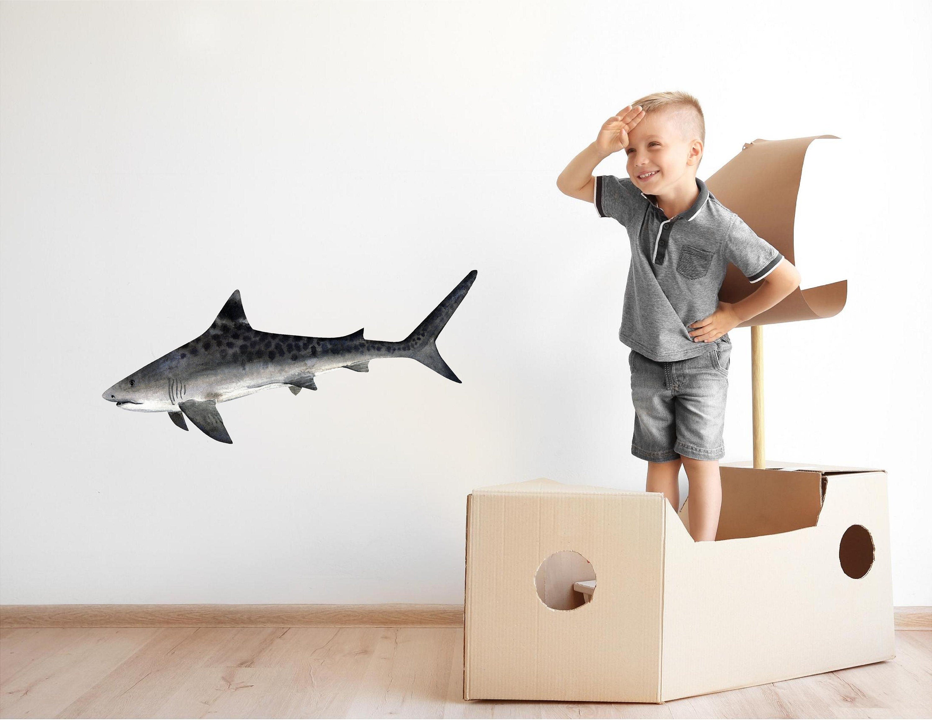 Watercolor Tiger Shark #2 Wall Decal Ocean Sea Life Removable Fabric Wall Sticker