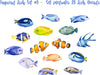 Watercolor Tropical Fish Wall Decal Set #3 Ocean Sea Life Removable Fabric Wall Sticker