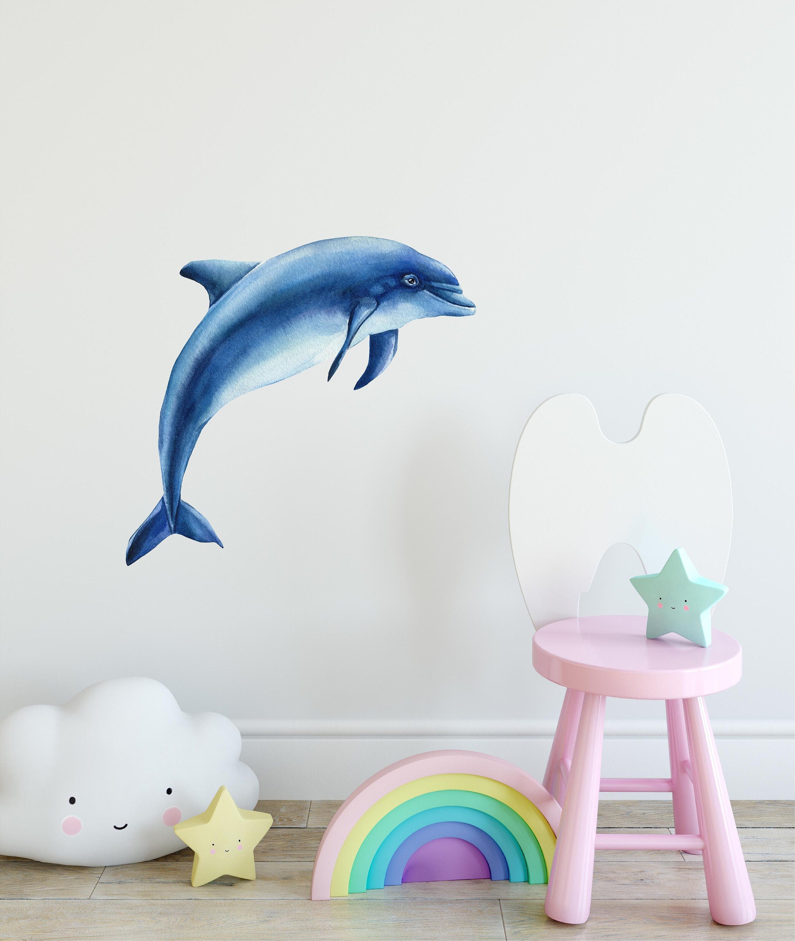 Blue Dolphin #2 Wall Decal Ocean Sea Life Removable Fabric Wall Sticker