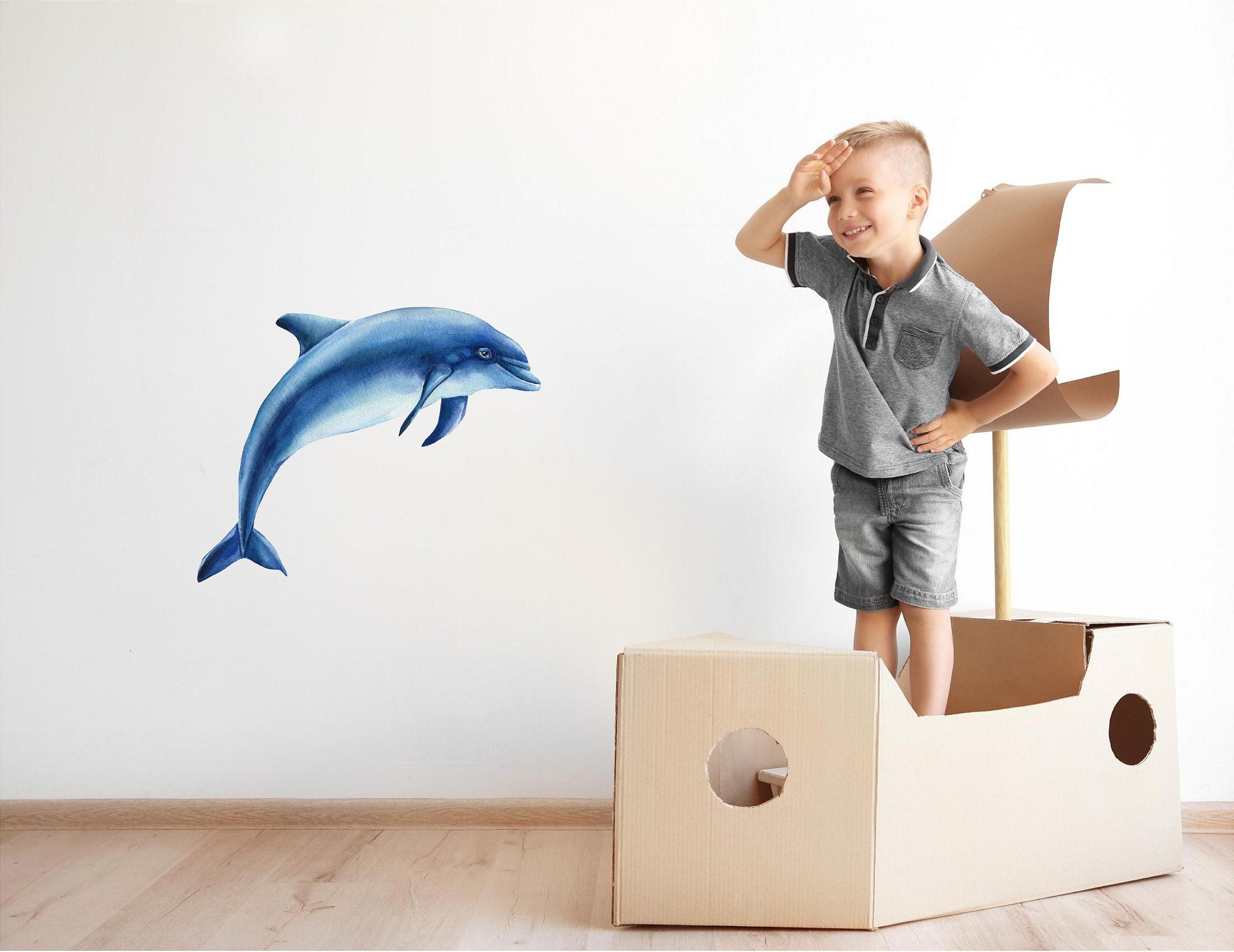 Blue Dolphin #2 Wall Decal Ocean Sea Life Removable Fabric Wall Sticker
