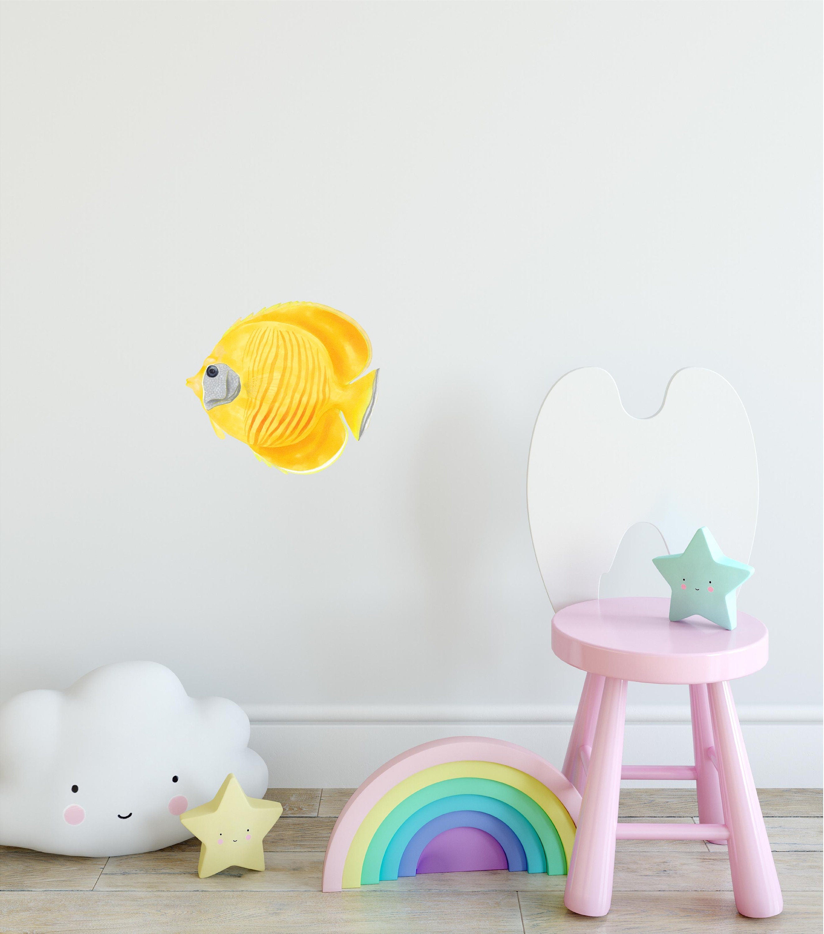 Yellow Butterflyfish #2 Wall Decal Tropical Fish Ocean Sea Life Removable Fabric Wall Sticker