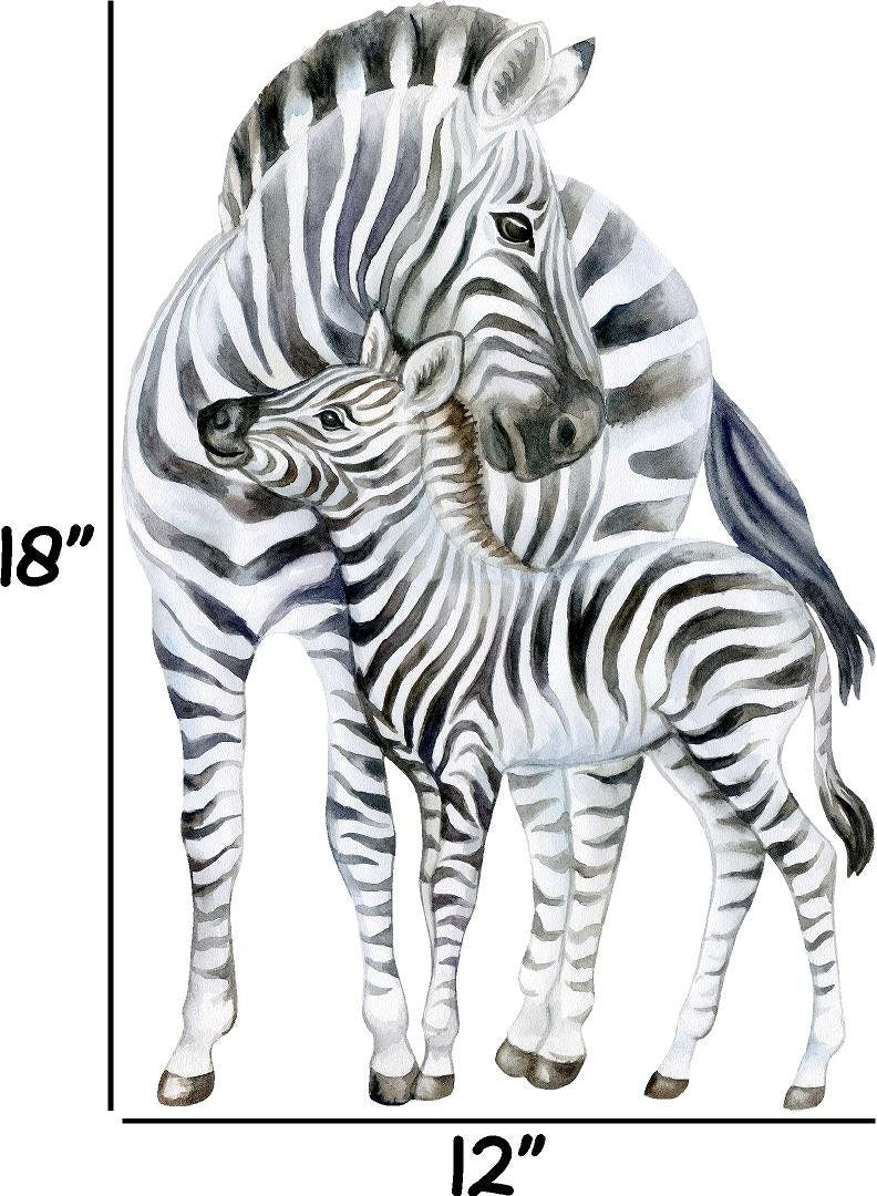Zebra Wall Decal - Mother & Baby - Fabric Wall Decals - Zoo Animal Wall Sticker - Safari Nursery Decor - Wall Art