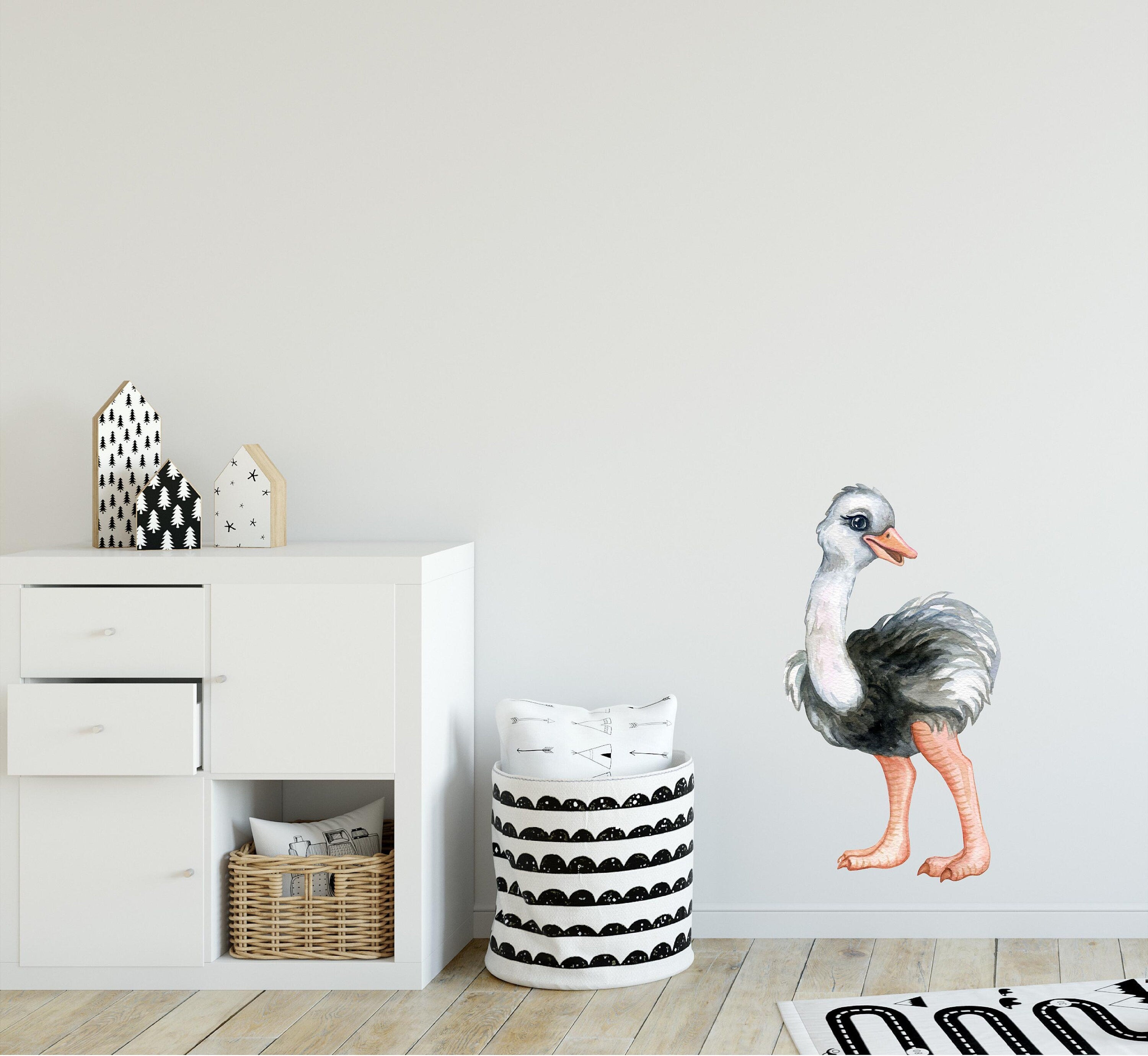Baby Ostrich Wall Decal Safari Animal Wall Sticker Removable Fabric  for Childrens African Safari Kids Nursery Room Decor