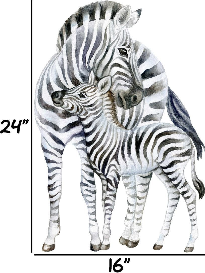 Zebra Wall Decal - Mother & Baby - Fabric Wall Decals - Zoo Animal Wall Sticker - Safari Nursery Decor - Wall Art