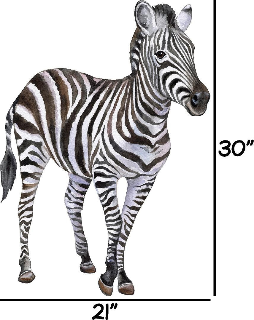 Zebra #2 Wall Decal Safari Animal Wall Sticker Removable Fabric  for Childrens African Safari Kids Peel & Stick Nursery Room Decor