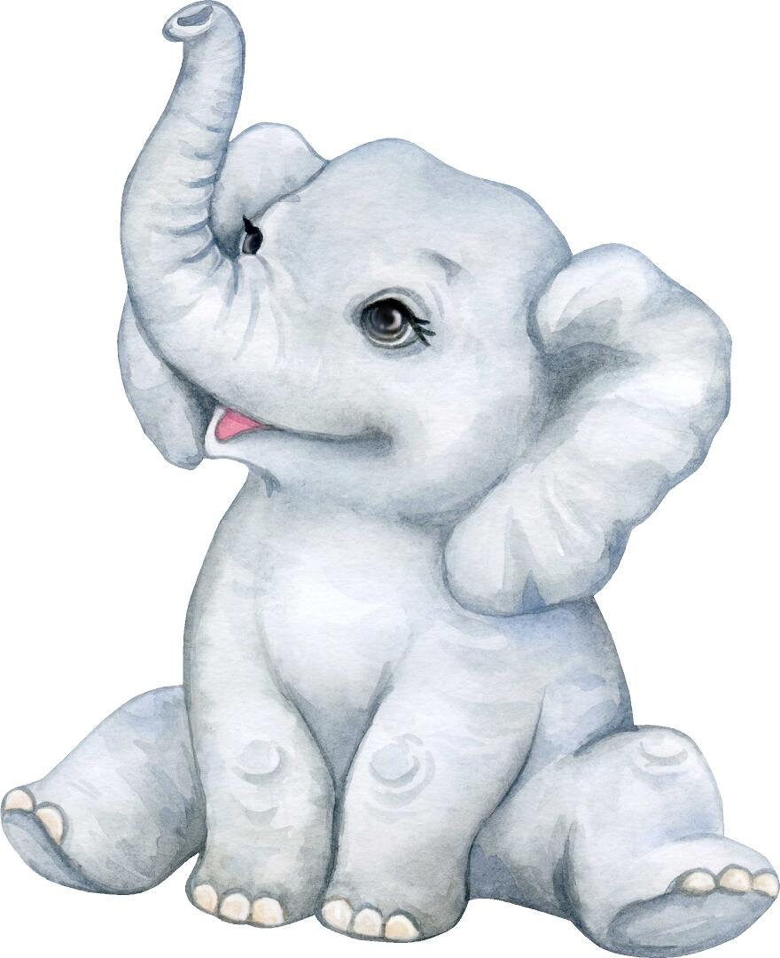 Baby Elephant #2 Wall Decal Safari Animal Wall Sticker Removable Fabric  for Childrens African Safari Kids Nursery Room Decor