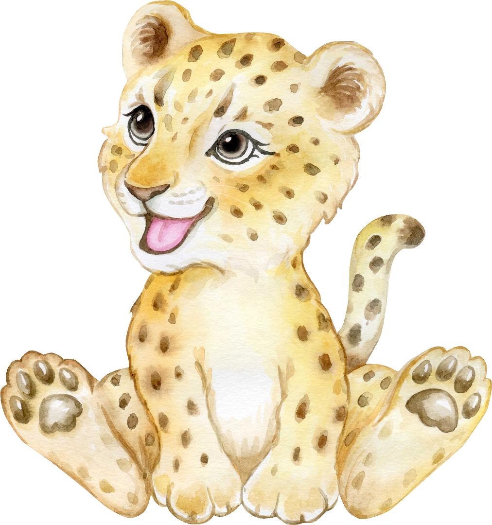 Baby Leopard Cub Wall Decal Safari Animal Wall Sticker Removable Fabric  for Childrens African Safari Kids Nursery Room Decor