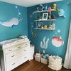 Baby Narwhal Fabric Wall Decal, Whale Wall Decal, Ocean Sea Animal, Removable Wall Sticker Peel and Stick Nursery Playroom Baby Room Decor