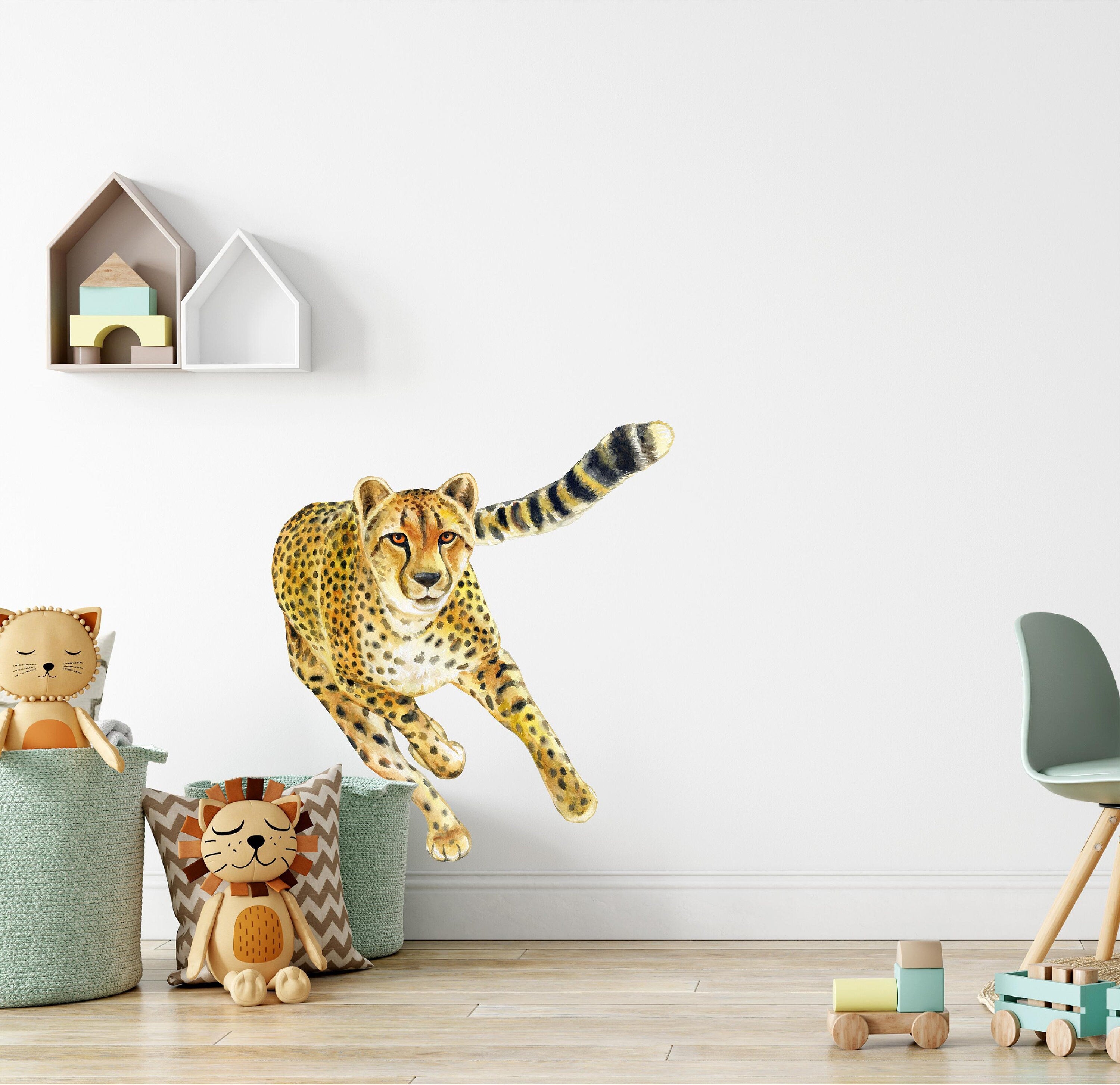 Cheetah #4 Wall Decal African Safari Animal Wild Cat Running Removable Fabric  Wall Sticker