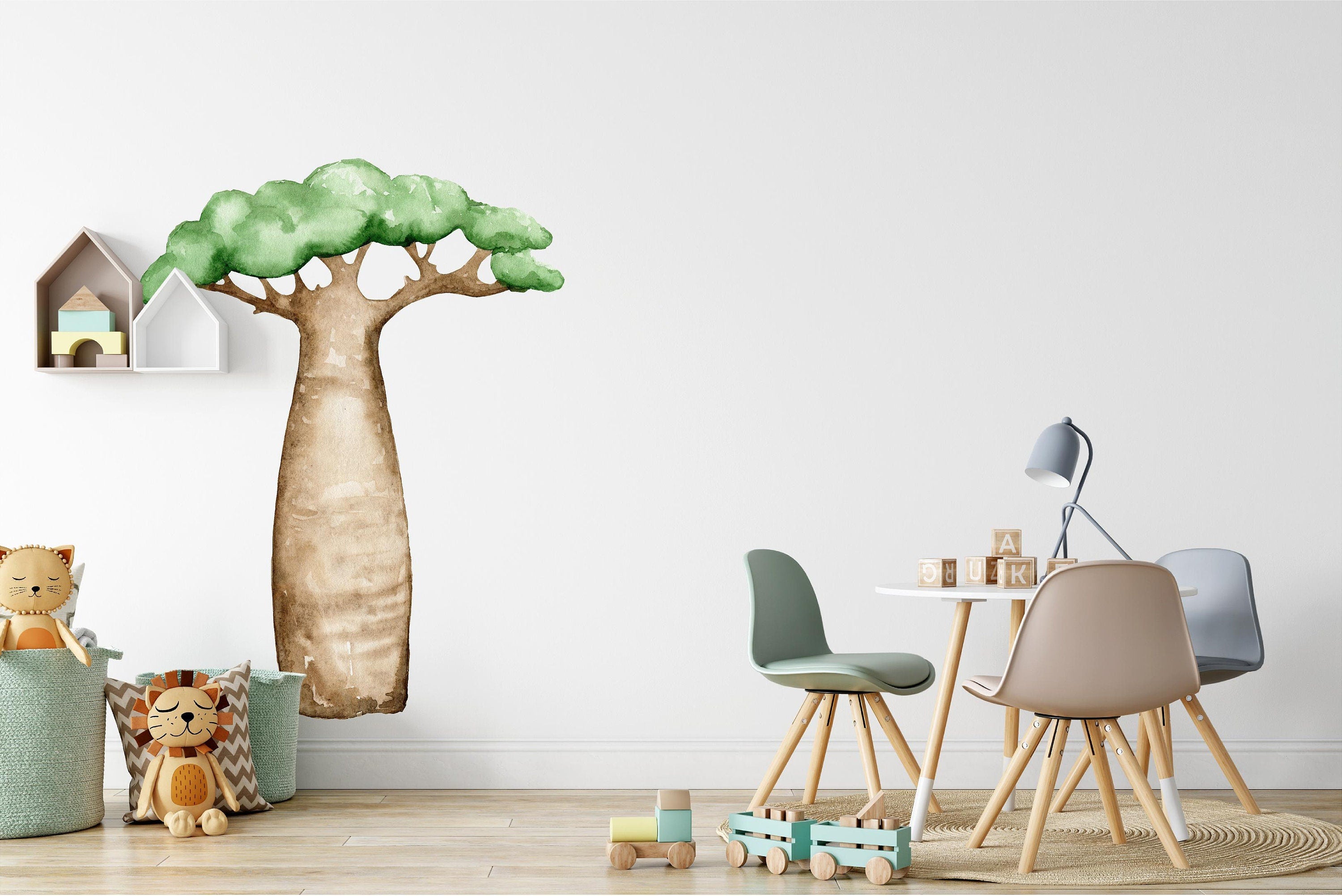 Baobab African Tree Wall Decal Safari Wall Sticker Removable Fabric  Nursery Room Decor