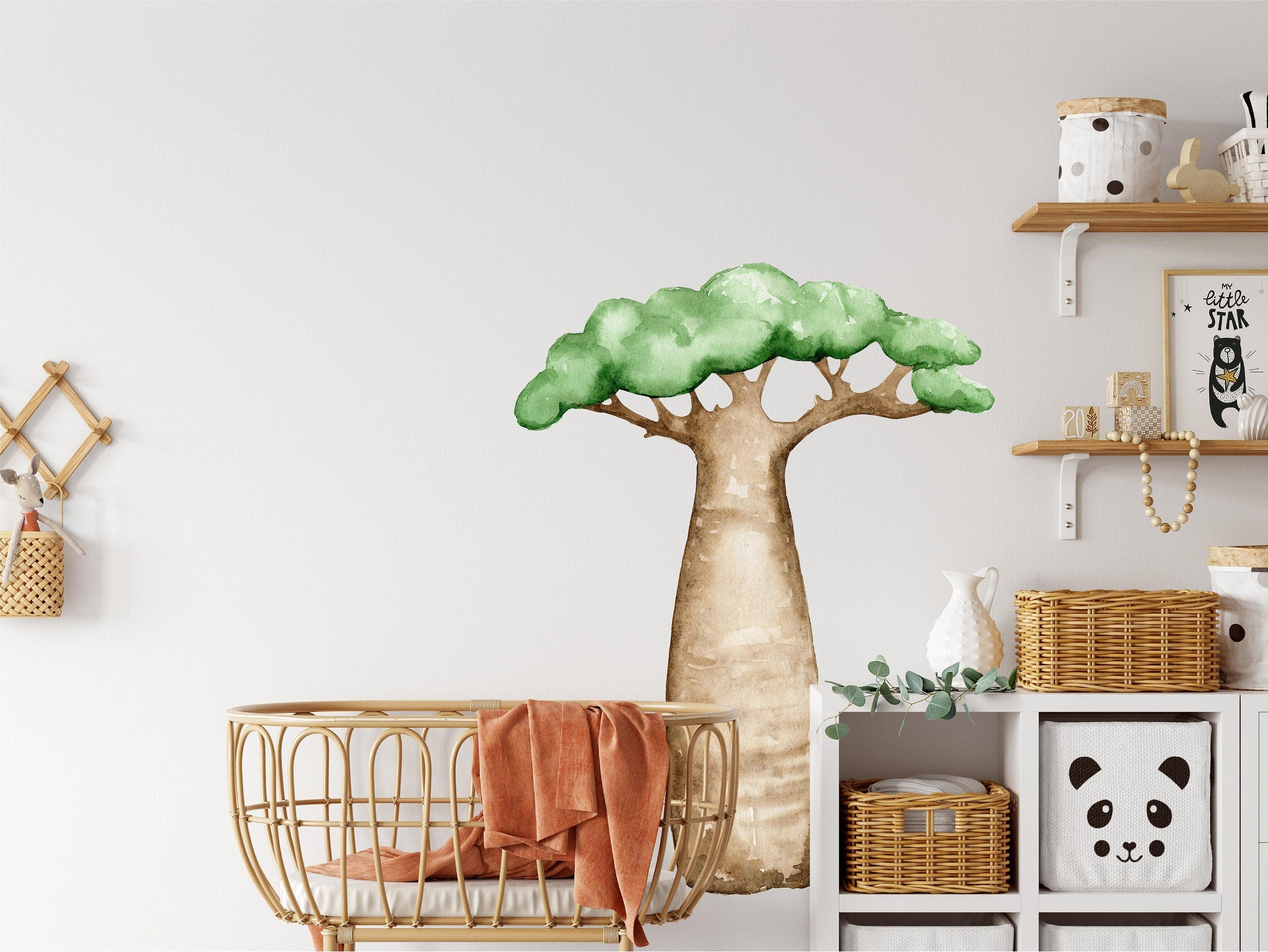 Baobab African Tree Wall Decal Safari Wall Sticker Removable Fabric  Nursery Room Decor