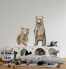 Brown Baby Bear Cubs Wall Decal Set of 2 Watercolor Woodland Forest Animal Fabric Wall Stickers