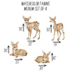 Fawns Wall Decal Set of 4 Watercolor Woodland Forest Animals Deer Removable Fabric Wall Sticker | DecalBaby