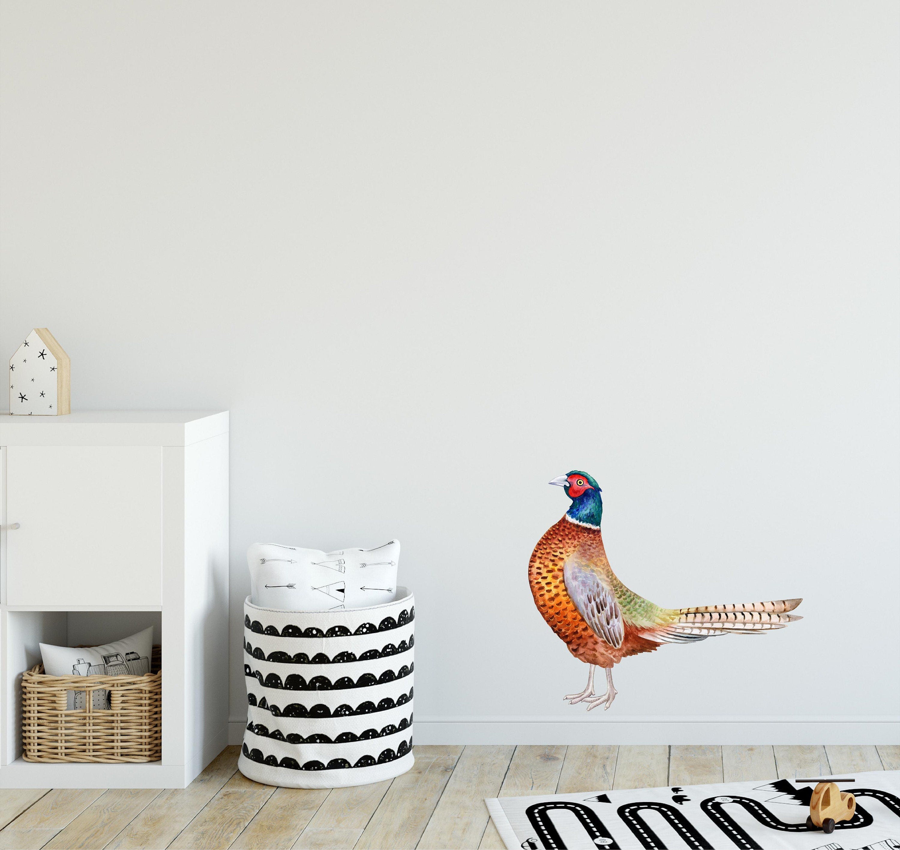Pheasant Wall Decal Watercolor Farm Animal Bird Removable Fabric Wall Sticker