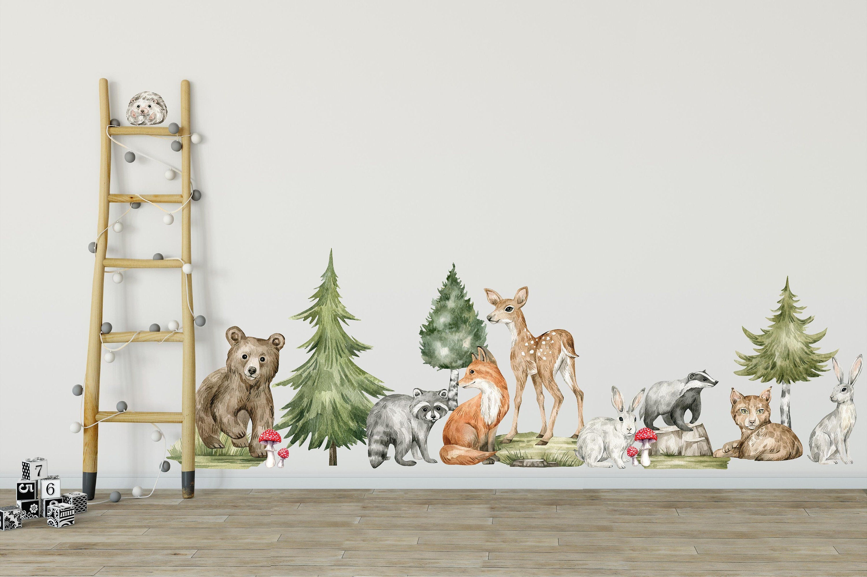Woodland Animals Wall Decal Set #2 | Watercolor Woodland Forest Animal | Fabric Wall Stickers