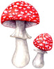 Whimsical Red Mushrooms Wall Decal Watercolor Woodland Forest Life Fabric Wall Sticker
