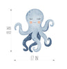 Baby Blue Octopus Wall Decal Watercolor Ocean Sea Animal Removable Fabric Wall Sticker