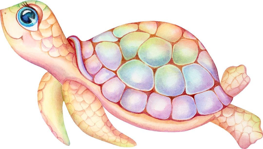 Pastel Rainbow Sea Turtle Wall Decal | Ocean Collection