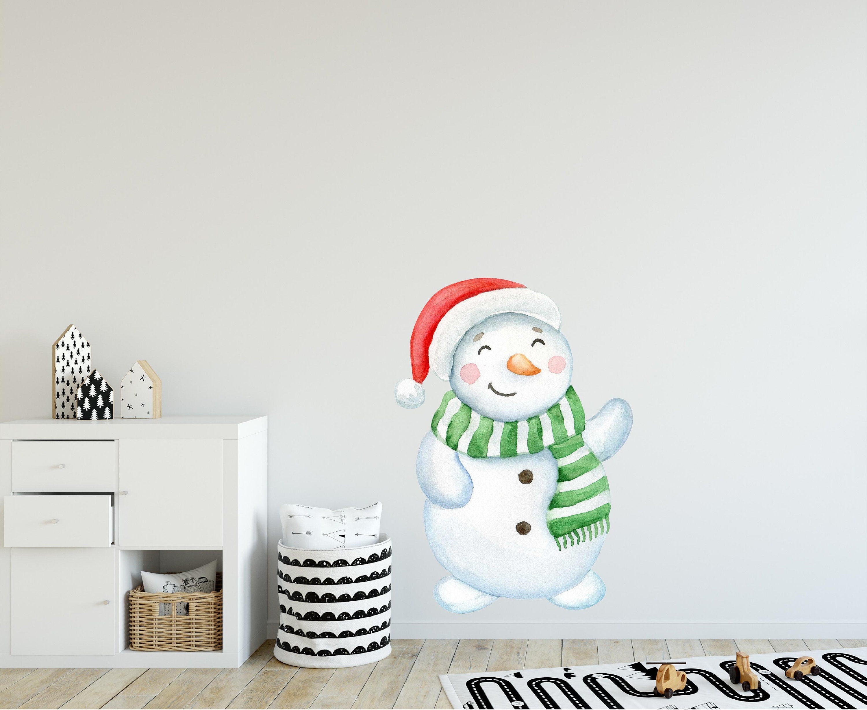 Winter SNOWMAN WALL DECAL Christmas Holiday Removable Fabric Wall Sticker