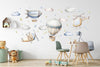 Watercolor Hot Air Balloon Wall Decal Set
